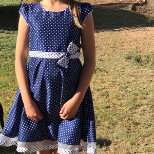 Blue and white girls dress